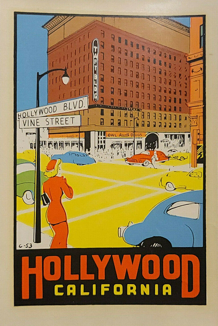 (image for) California (4) Hollywood Vintage Vacation Stickers